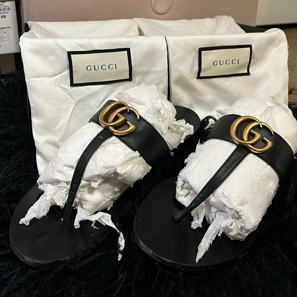 gucci black gg marmount sandals